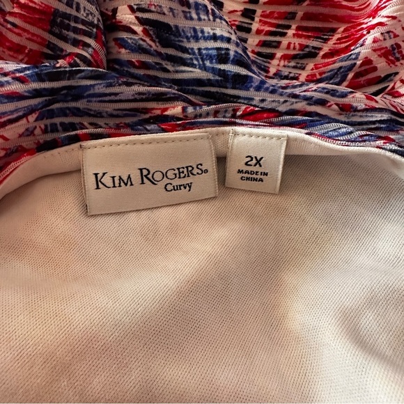 Kim Rogers Blue Red Fireworks Striped Lined Dress Women’s Plus Size 2X Patriotic - Picture 16 of 16